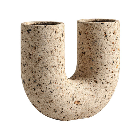 Syrvilo Abstract U-Shape Ceramic Vase - Speckled Stone