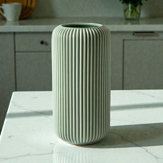 Syrvilo Ribbed Origami Vase - Sage Green